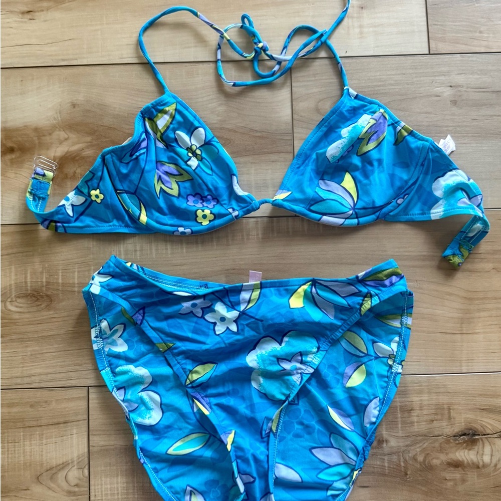 Victoria's Secret Bright Blue Floral Two-Piece Bikini